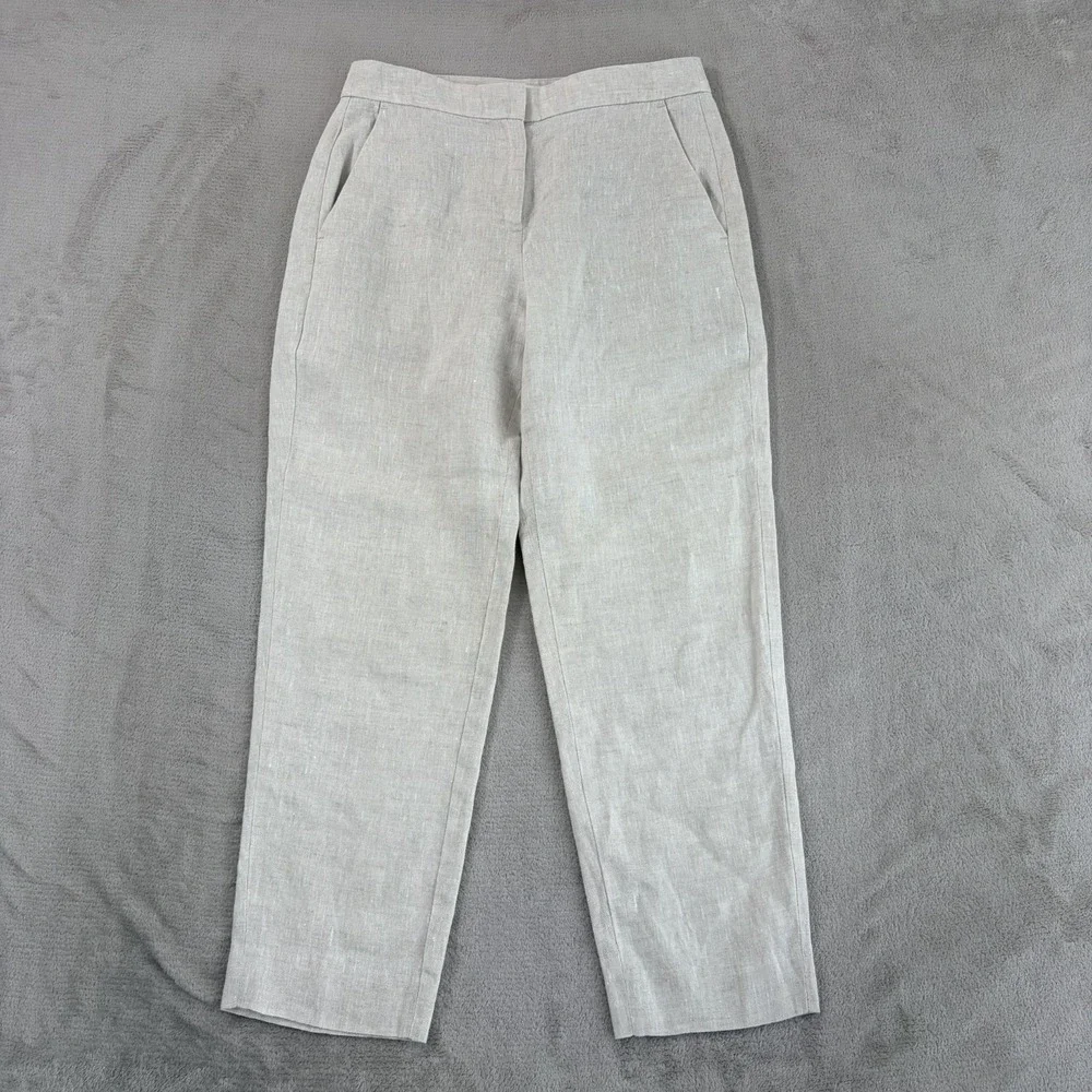 Banana Republic High Rise Slim Ankle 100% Linen Trousers 2 Minimalist NWOT $110
